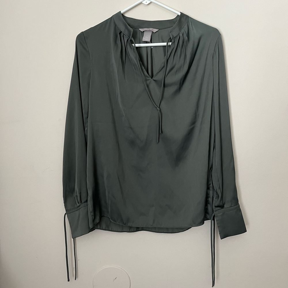 H&M Green Satin Blouse Size XS